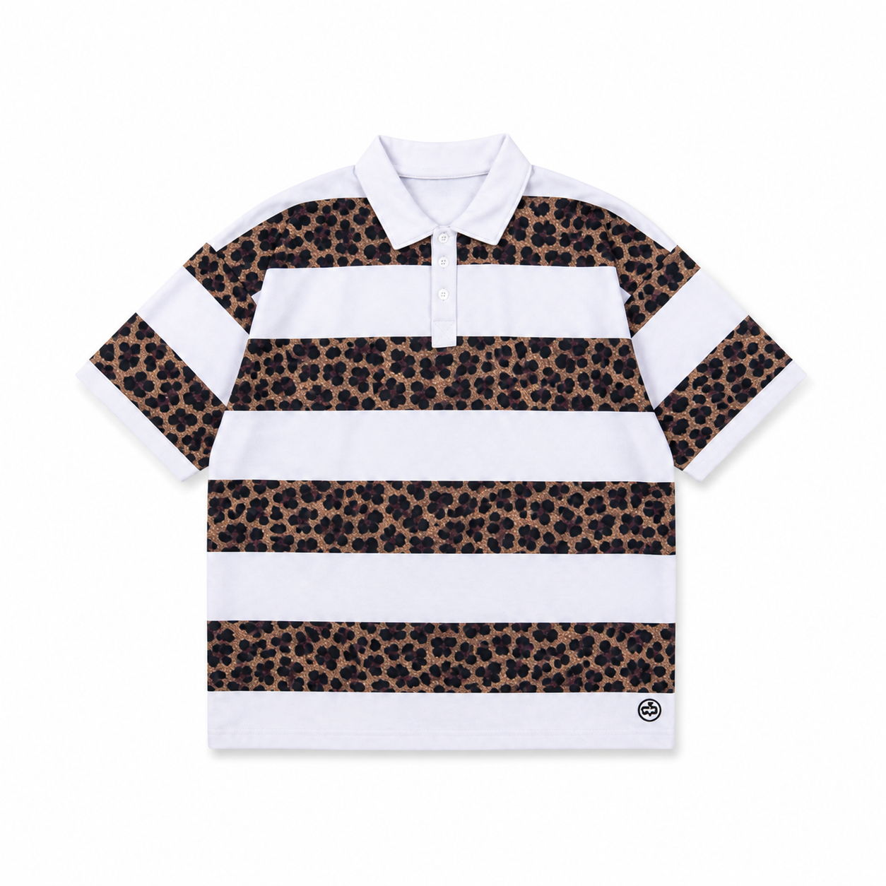 Striped Leopard Print Polo