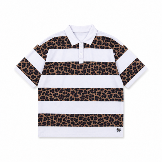 Striped Leopard Print Polo