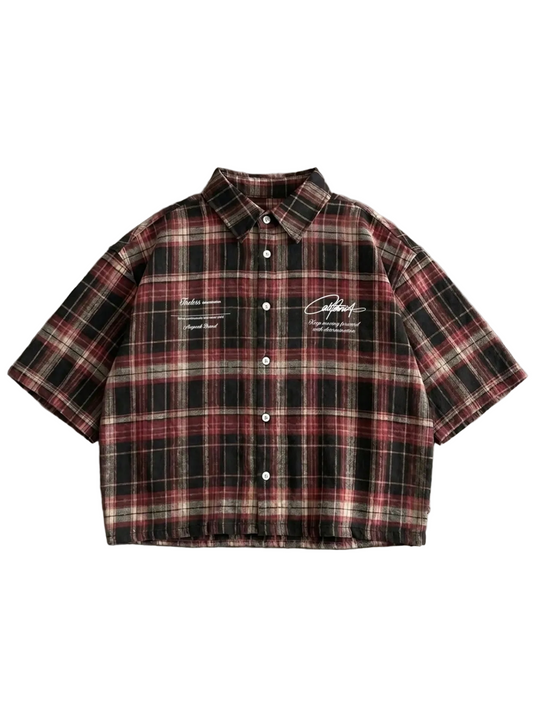 Red & Beige Boxy Flannel