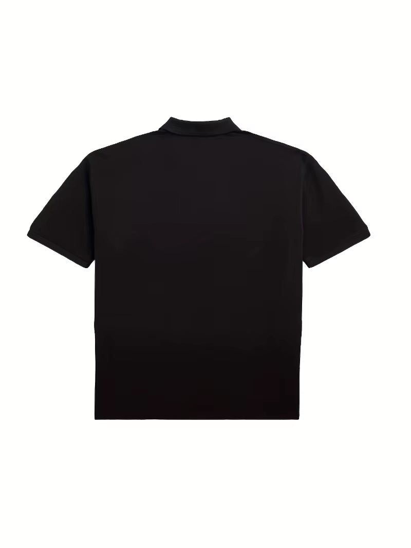 Vintage Skull Pattern Y2K Polo Shirt | Retro American Street Style, Short Sleeve, Loose Fit, Regular Length Placket All-Season